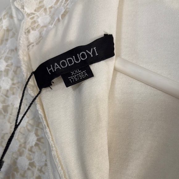 HAODUOYI Cream Long Sleeve Ruffled Blouse - Picture 2 of 11